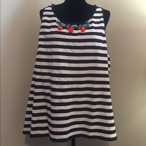 White & Navy Blue Striped Tank Top